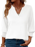 Women's Casual Print 3/4 Sleeve V Neck Shirts