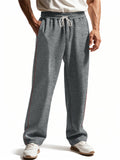 Men's Casual Solid Color Elastic Waist Wide Leg Sweatpants