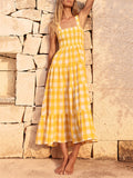 Summer Leisure Plaid Bustier Swing Dress for Women