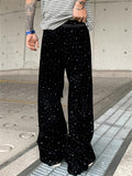 Men's Cool Mid-Waist Loose Fit Jeans with Rhinestone
