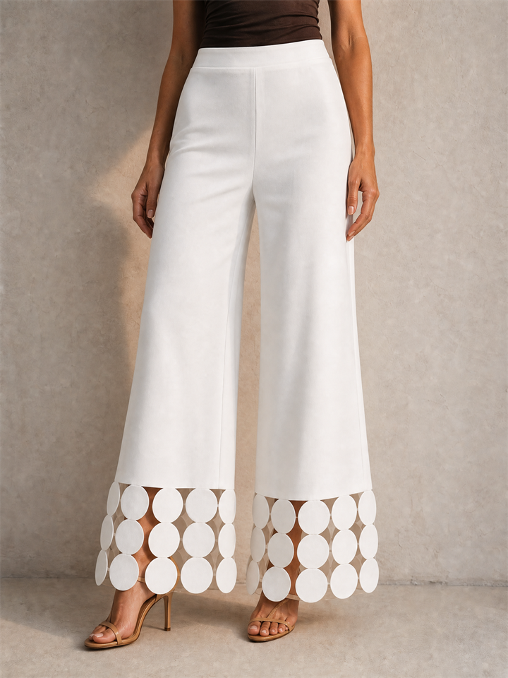 Womens High Waisted Wide Leg Pants with Circular Hem