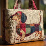 Patchwork Dog Quilted Tote Bag for Women