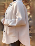 Women's Autumn Casual Solid Color Buttons Lapel Cardigan Coats