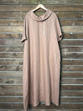 Women's Casual Summer Solid Color Round Neck Pile Collar Dress