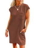 Women's Casual Solid Color A-Line Knee Length Short Sleeve Dress