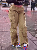Women's High-Waist Cargo Pants with Multi-Pockets
