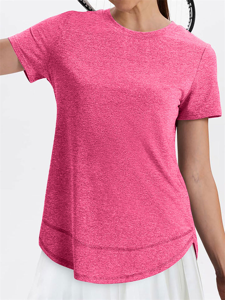 Women's Simple Summer Solid Color Pullover Round Neck Short Sleeve T-shirt