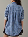 Women's Casual Long Sleeve Button Plaid Blouses