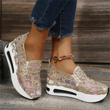 Female Korean Style Summer Breathable Sequin Lace Mesh Loafers