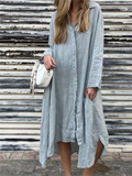 Women's Casual Holiday Style Solid Color Long Sleeve Maxi Shirt Dress
