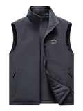 Men's Autumn-Winter Warm Fleece-Lined Outdoor Vest Multi-Pockets Loose Fit