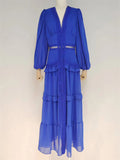 Women's V-Neck Vintage Holiday Ruffled Split Big Hem Dresses