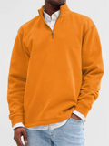 Men's Solid Color Stand Collar Zipper Long Sleeve Sweatshirts
