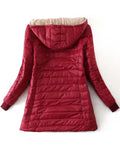Women's Windproof Warm Plush Zip Up Hooded Coat
