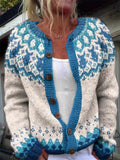 Women's Casual Ethnic Style Jacquard Button Up Cardigan Sweaters