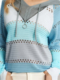 Women's Casual Contrast Color Hollow Patchwork Hoodie