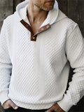 Men's Waffle-Knit Long Sleeve Casual Hoodie with Elbow Patches