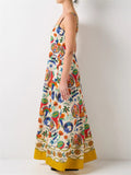 Women's Summer Trendy Printed Big Hem Strap Maxi Dress