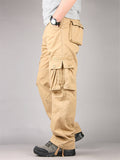 Men Ripstop Cargo Pants Multi Pocket Loose Fit Hiking Work Trousers