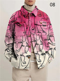 Relaxed Printed Lapel Coats for Men