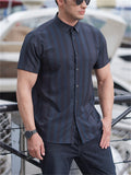 Men's Stylish Plus Size Button Up Striped Shirts