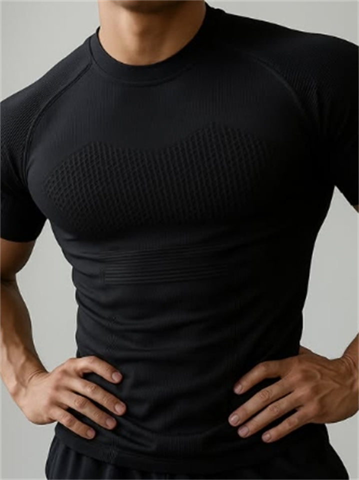 Men's Solid Color Seamless Quick-dry Sporty Short Sleeve Shirts