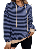 Women's Contrast Color Stripe Long Sleeve Hooded Sweatshirts