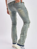 Stylish Ripped Raw Trim Stretchy Jeans for Men