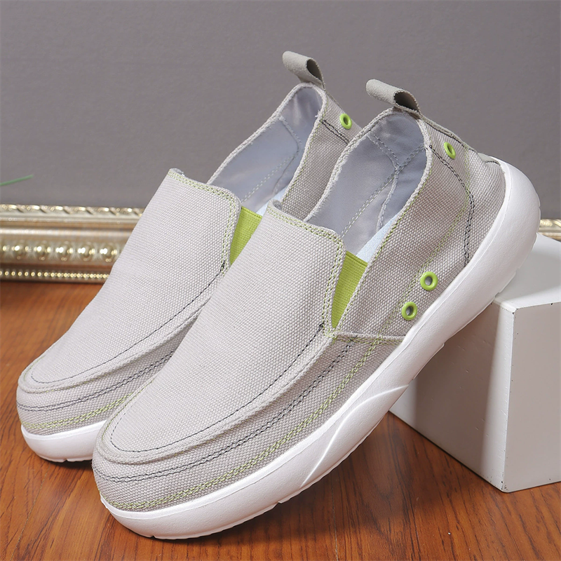Men's Casual Canvas Contrast Color Slip-Ons Flats Shoes