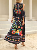 Beautiful Flower Print Side Slit Bohemian Dress for Women