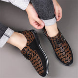 Men's Casual Trendy Faux Leather Flats Lace Up Shoes