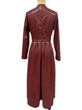 Women's Trendy V Neck Long Sleeve Tie-waist Slim Fit Big Hem Dress