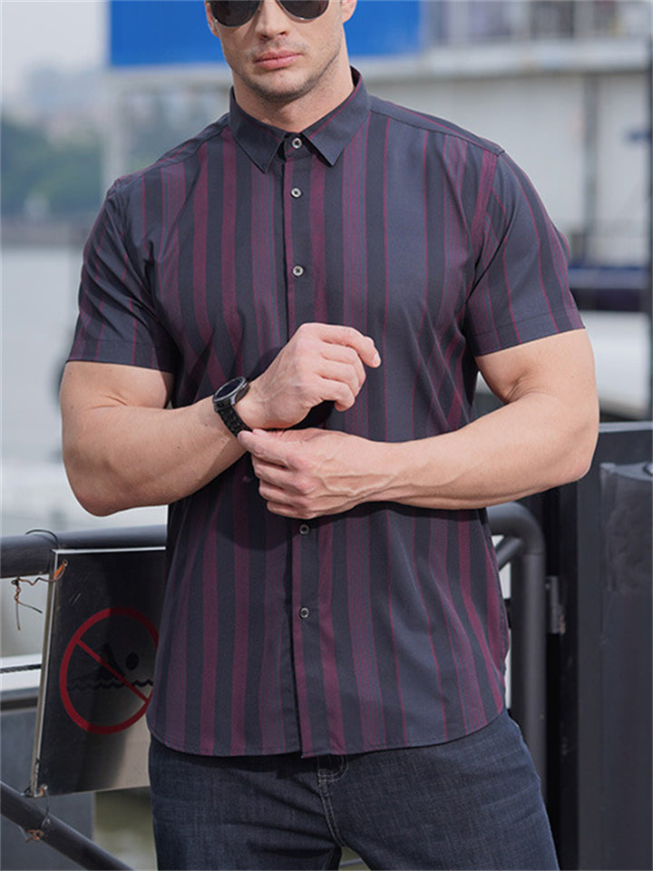 Men's Stylish Plus Size Button Up Striped Shirts