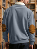 Men's Autumn Casual Contact Color Corduroy Quarter Button Pullover Sweatshirts