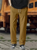 Men's Comfortable Textured Casual Regular Fit Straight Leg Pants