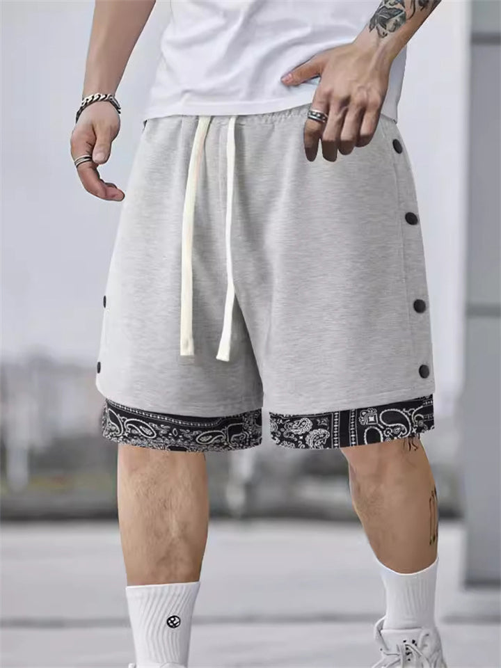 Retro Men's Casual Contrast Color Drawstring Shorts