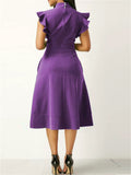 Women's Trendy Solid Color Short Sleeve Big Hem Dress