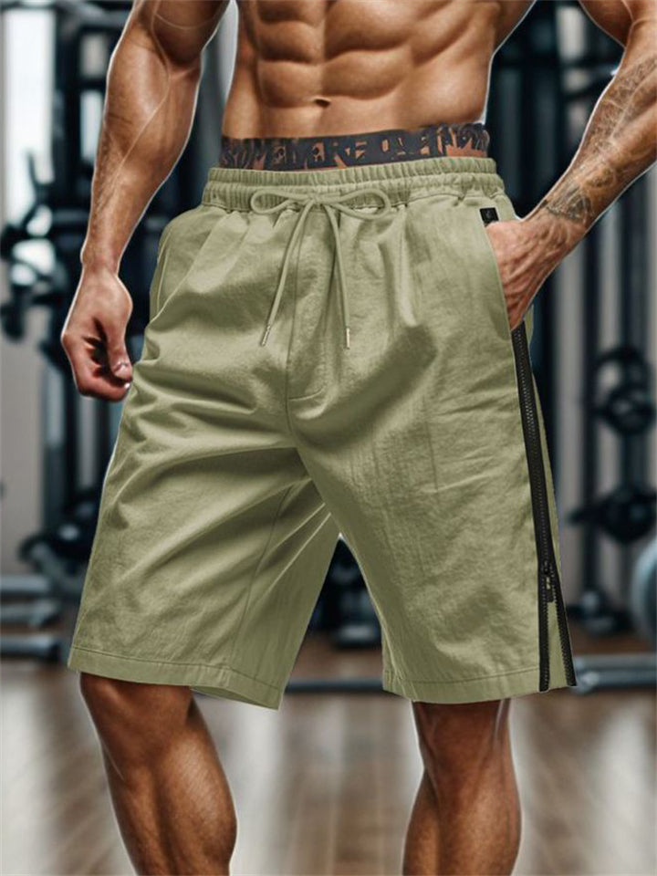 Men's Casual Side Zip Drawstring Beach Shorts
