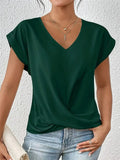 Women's Summer Basic Solid Color V Neck Short Sleeve T-Shirts