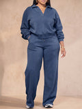 Women 2 Piece Casual Polo Wide Leg Lounge Set Sweatsuit