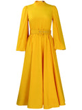 Women's Solid Color Half Sleeve High Neck Big Hem Maxi Dress