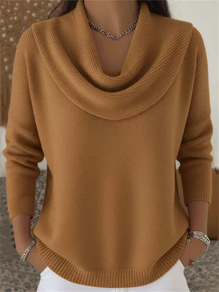 ‌Women's Soft Cowl Neck Warm Casual Knit Sweaters