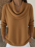 ‌Women's Soft Cowl Neck Warm Casual Knit Sweaters