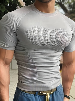 Men's Solid Color Seamless Quick-dry Sporty Short Sleeve Shirts