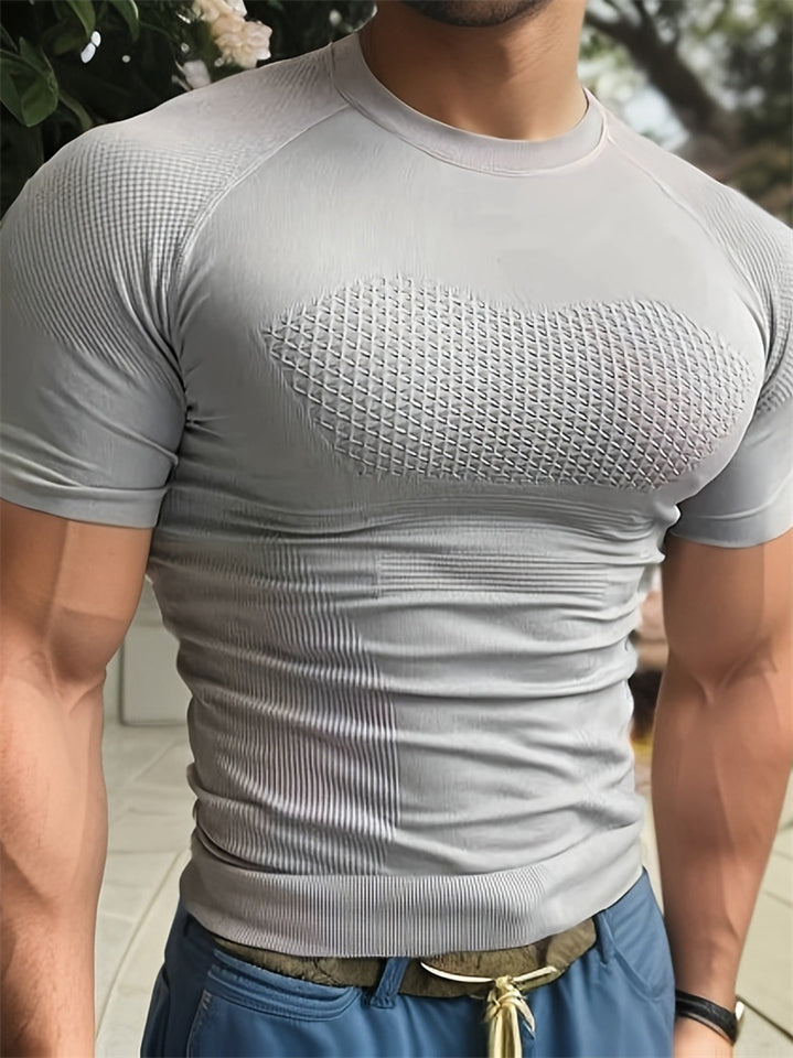 Men's Solid Color Seamless Quick-dry Sporty Short Sleeve Shirts
