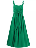 Female Prairie Vacation Waist Tie Bow Sleeveless Dresses