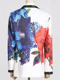 Fashion V-Neck Flower Print  Jacket & Pants Women's Suits