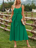 Female Prairie Vacation Waist Tie Bow Sleeveless Dresses