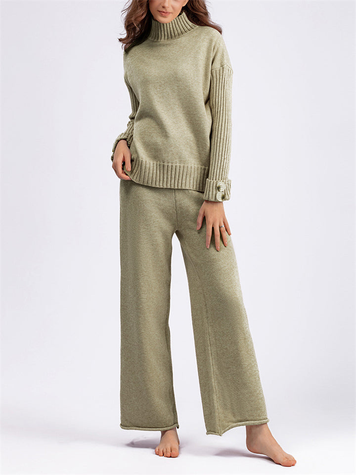 Thermal Autumn High Neck Sweater + Loose Pants