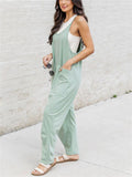 Women's Summer Simple U Neck Breathable Overalls
